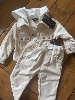 Little Bipsy Cream Corduroy Hooded Jacket and Pants Set
